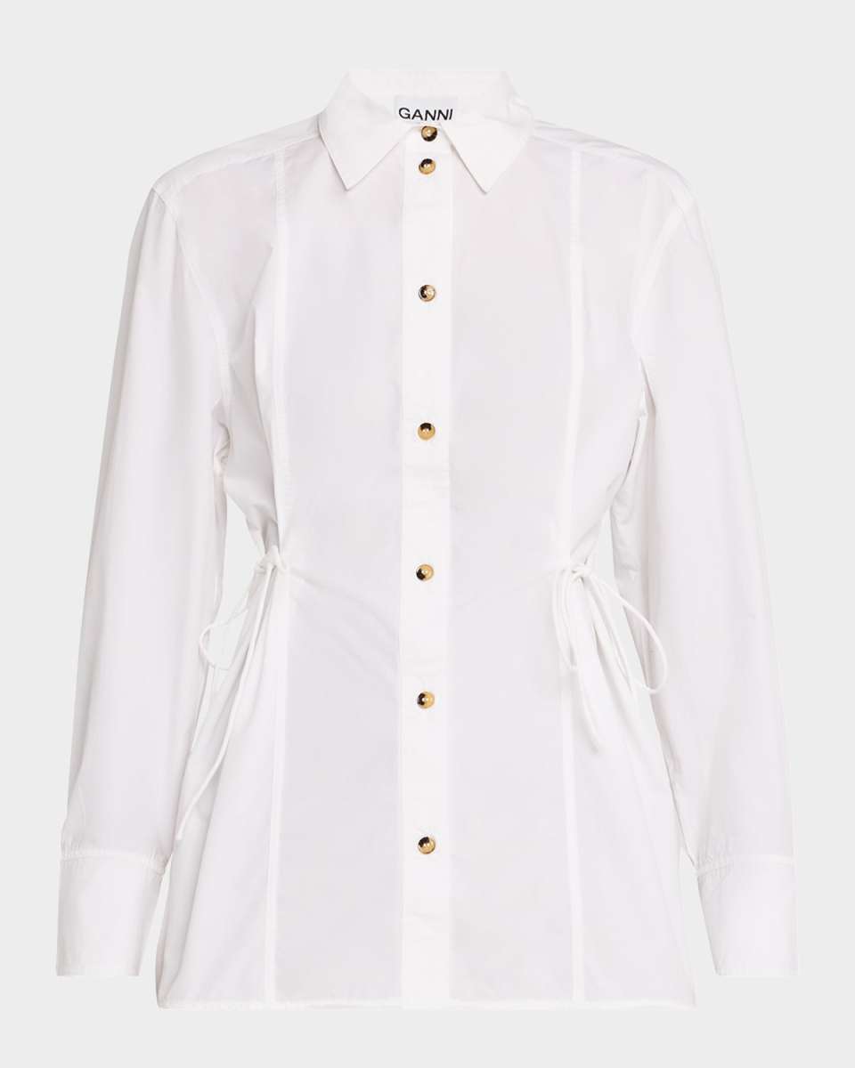 Poplin Oversized Tie String Shirt